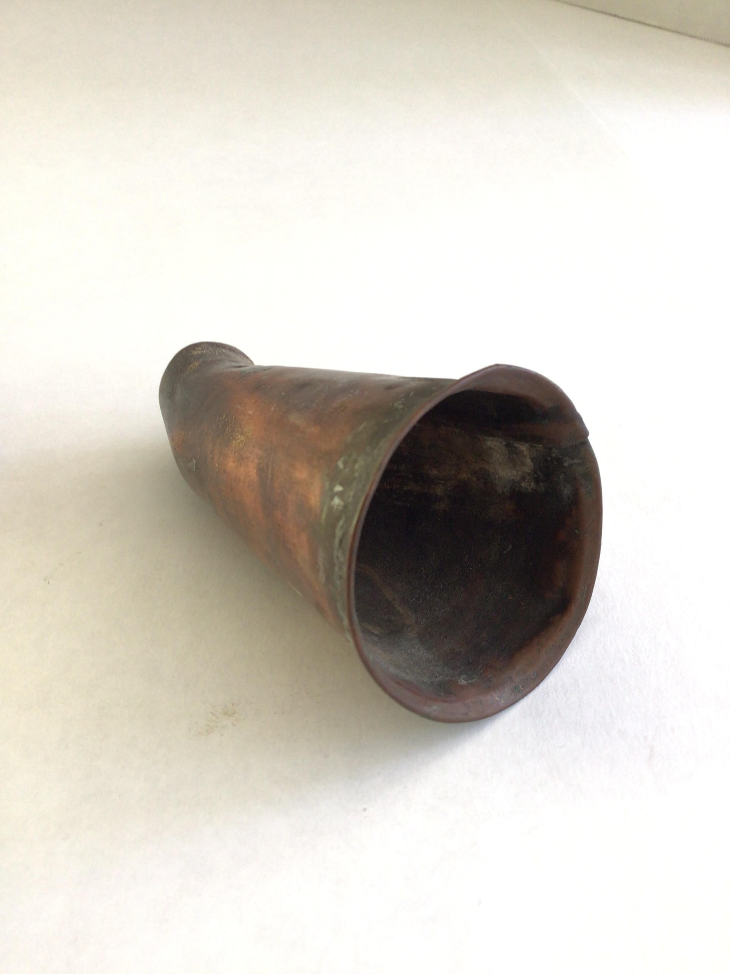 1900s Copper Horn Holder On Copper Base For Sale 4
