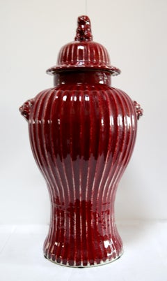 1900s Copper Red Chinese Ginger Jar with Foo Dogs