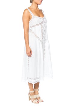 1900S White Organic Cotton & Victorian Lace Chemise Dress