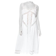 1900S White Organic Cotton & Victorian Lace Chemise Dress
