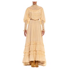 Ensemble corsage et jupe en soie crème des années 1900