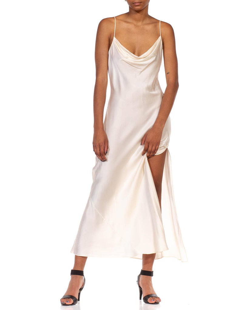 CREAM open back ASYMMETRIC slip DRESS