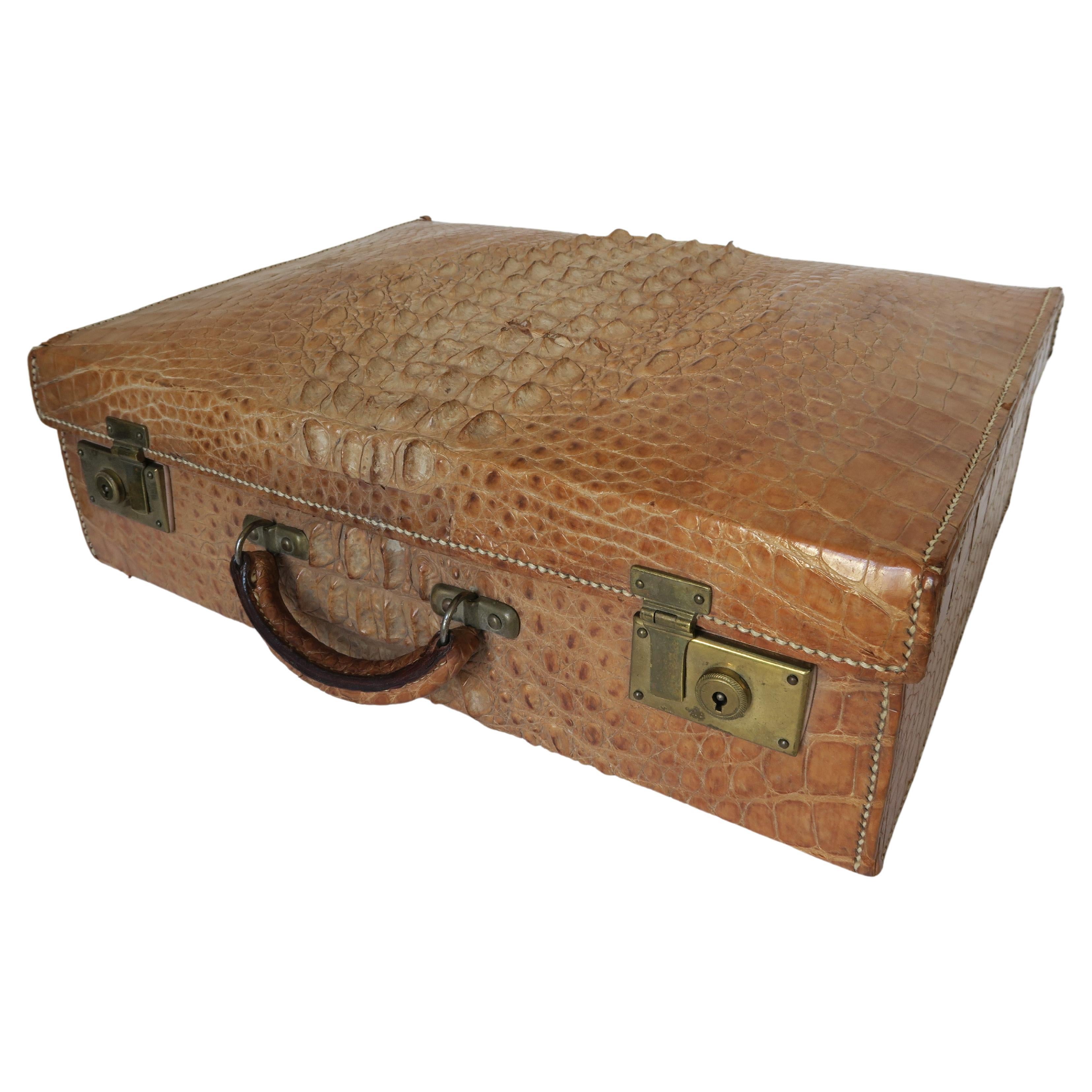 1900s Crocodile Suitcase For Sale