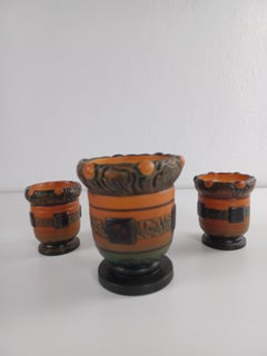 Dänische Thorvald Bindesboell-Vasen im Jugendstil von P. Ipsens Enke, 1900er Jahre, drei Vasen