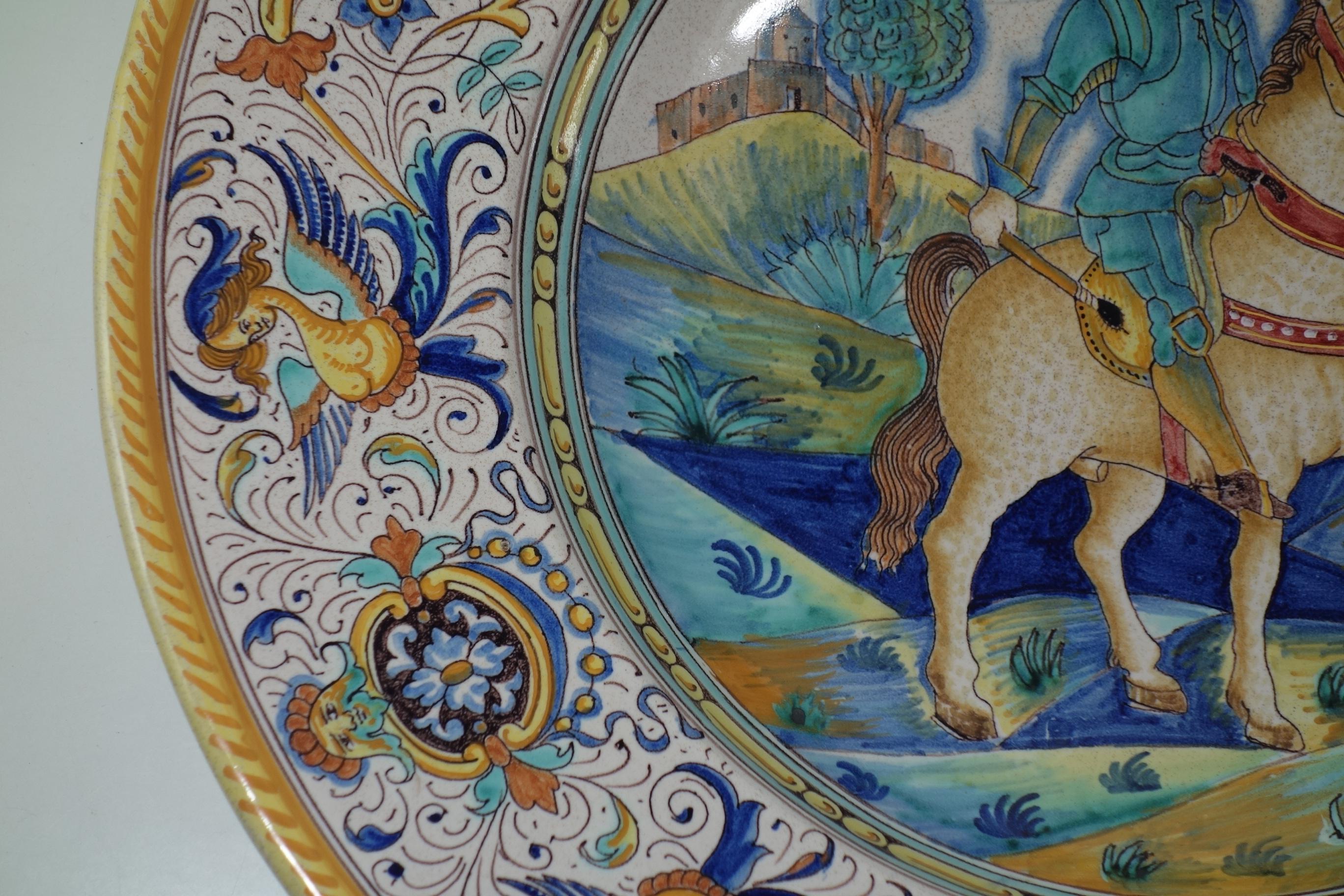 1900s David Zipirovic Deruta Renacimiento Renacimiento Mayólica Desfile Placa en venta 1
