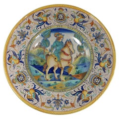 Assiette de parade en majolique néo-renaissance Deruta de David Zipirovic des années 1900