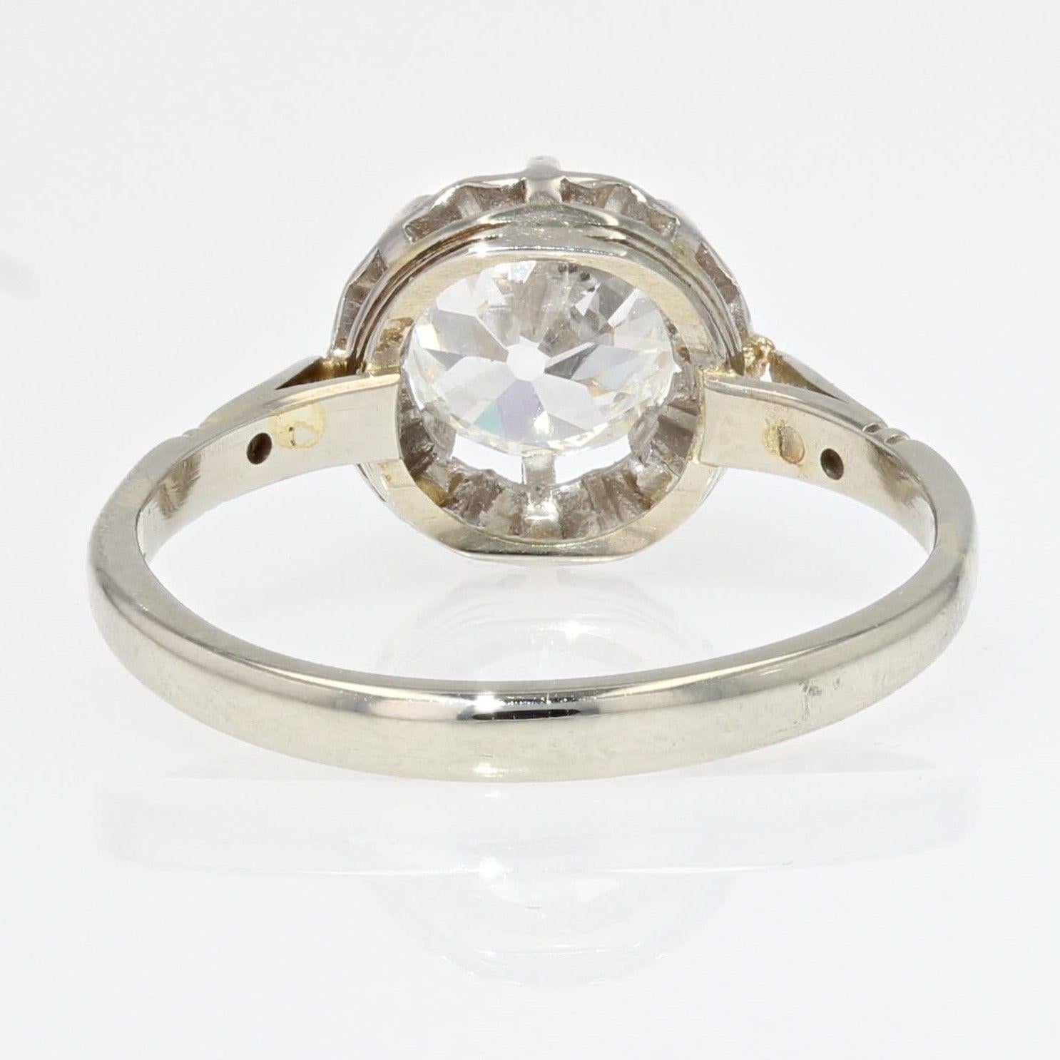 1900s Diamond 18 Karat White Gold Solitaire Ring For Sale 6