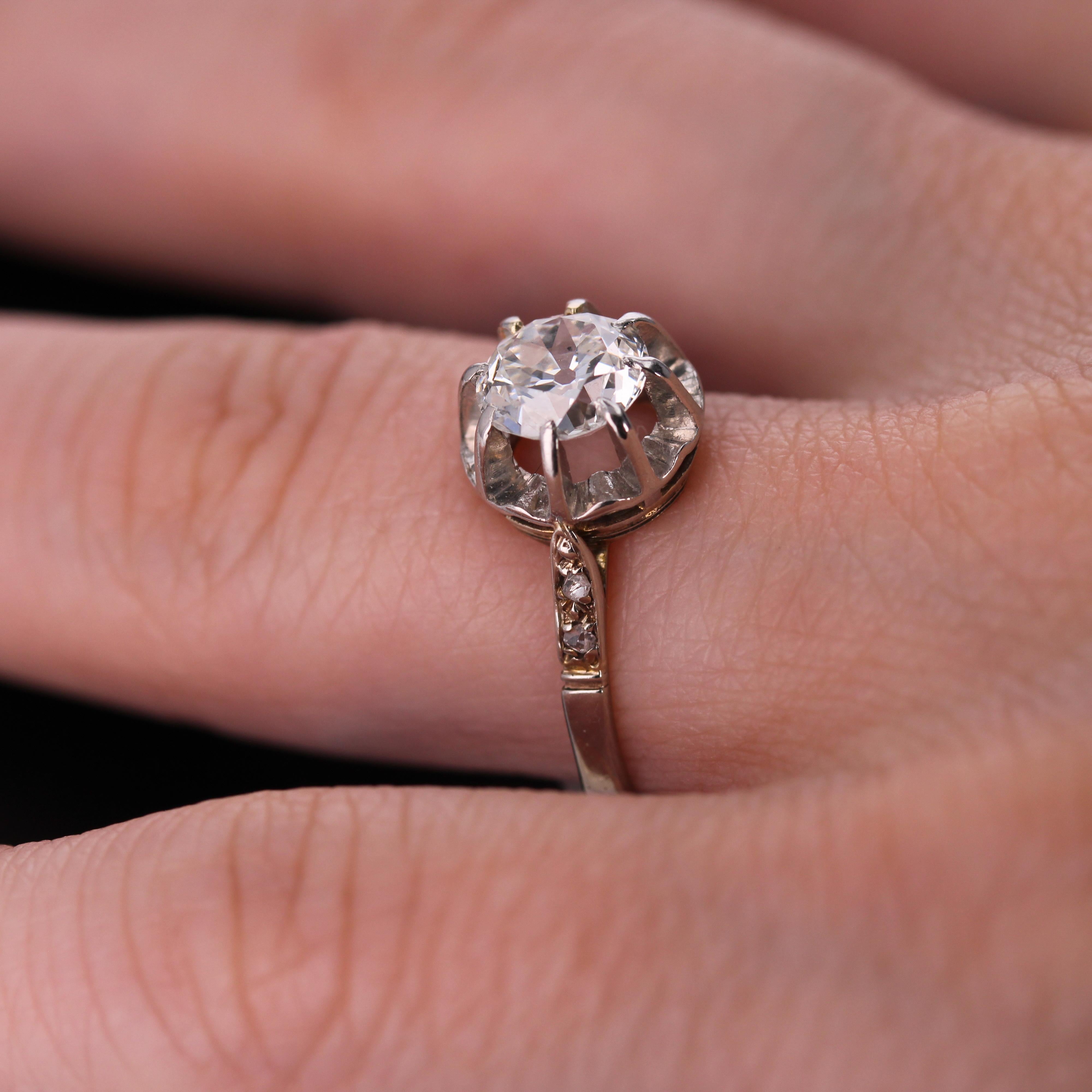 Solitrring aus 18 Karat Weigold mit Diamanten, 1900er Jahre 7