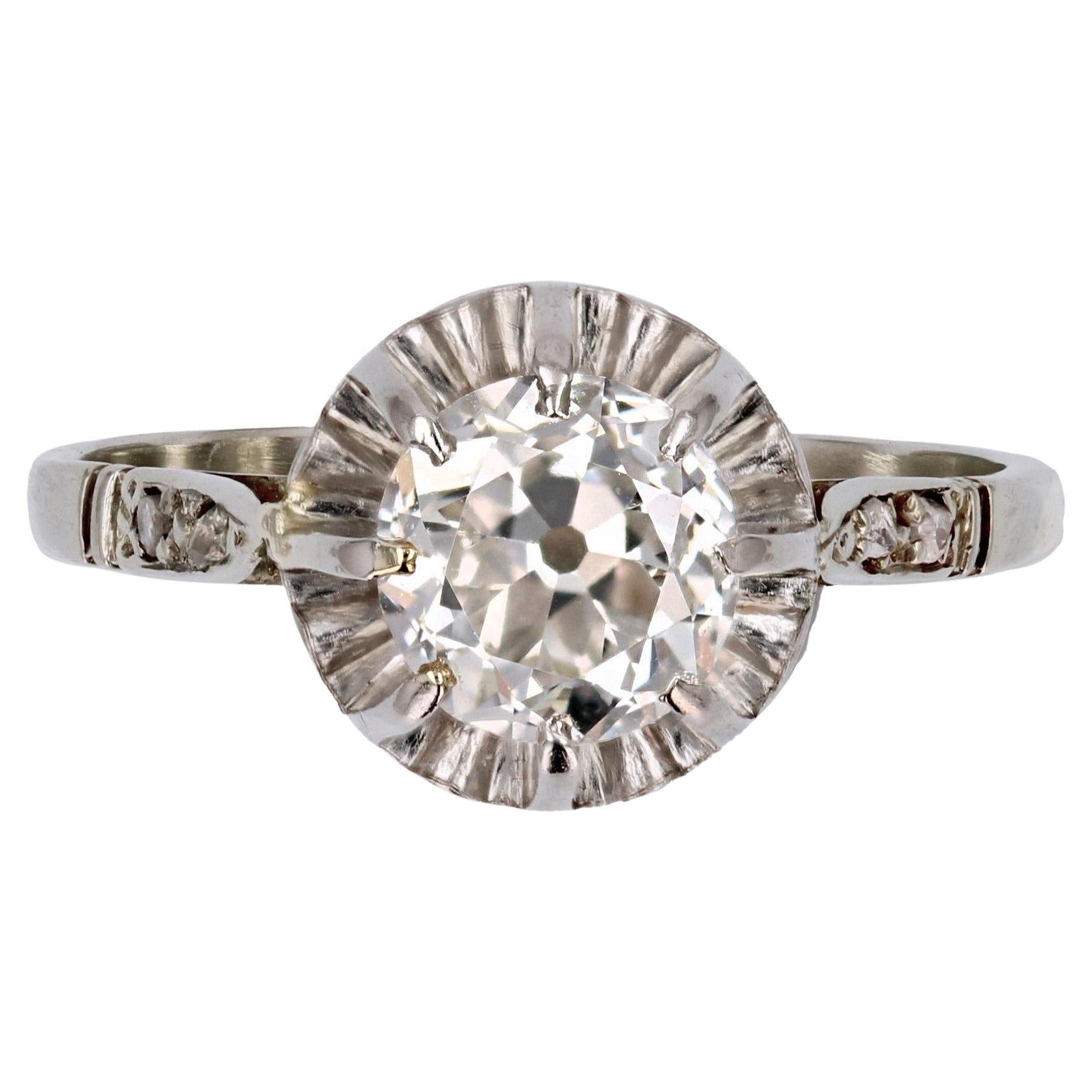 1900s Diamond 18 Karat White Gold Solitaire Ring For Sale