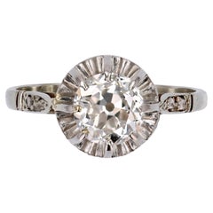 Antique 1900s Diamond 18 Karat White Gold Solitaire Ring