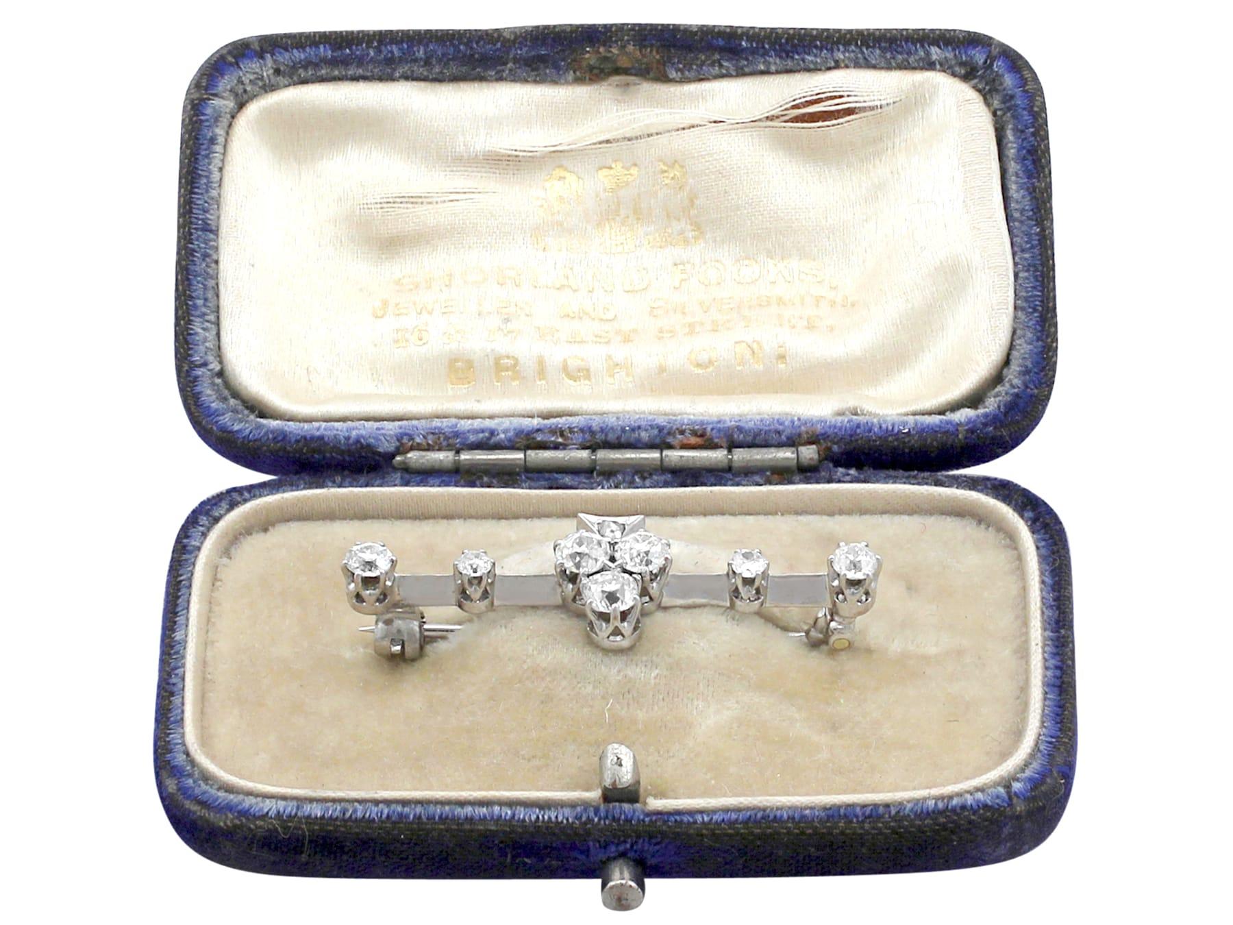 1900s Diamond and White Gold Bar Brooch For Sale 4
