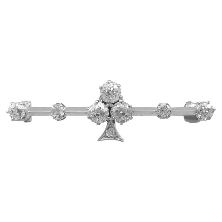 1900s Diamond and White Gold Bar Brooch For Sale