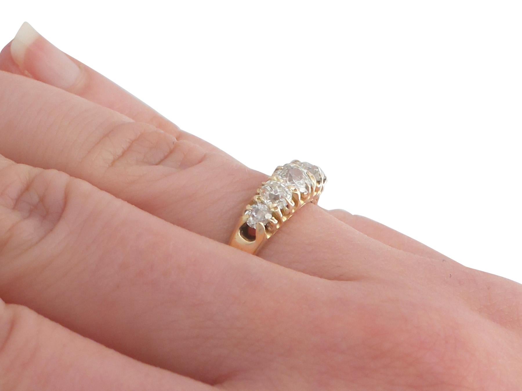 Antique 1900s Diamond and Yellow Gold Five-Stone Ring 2