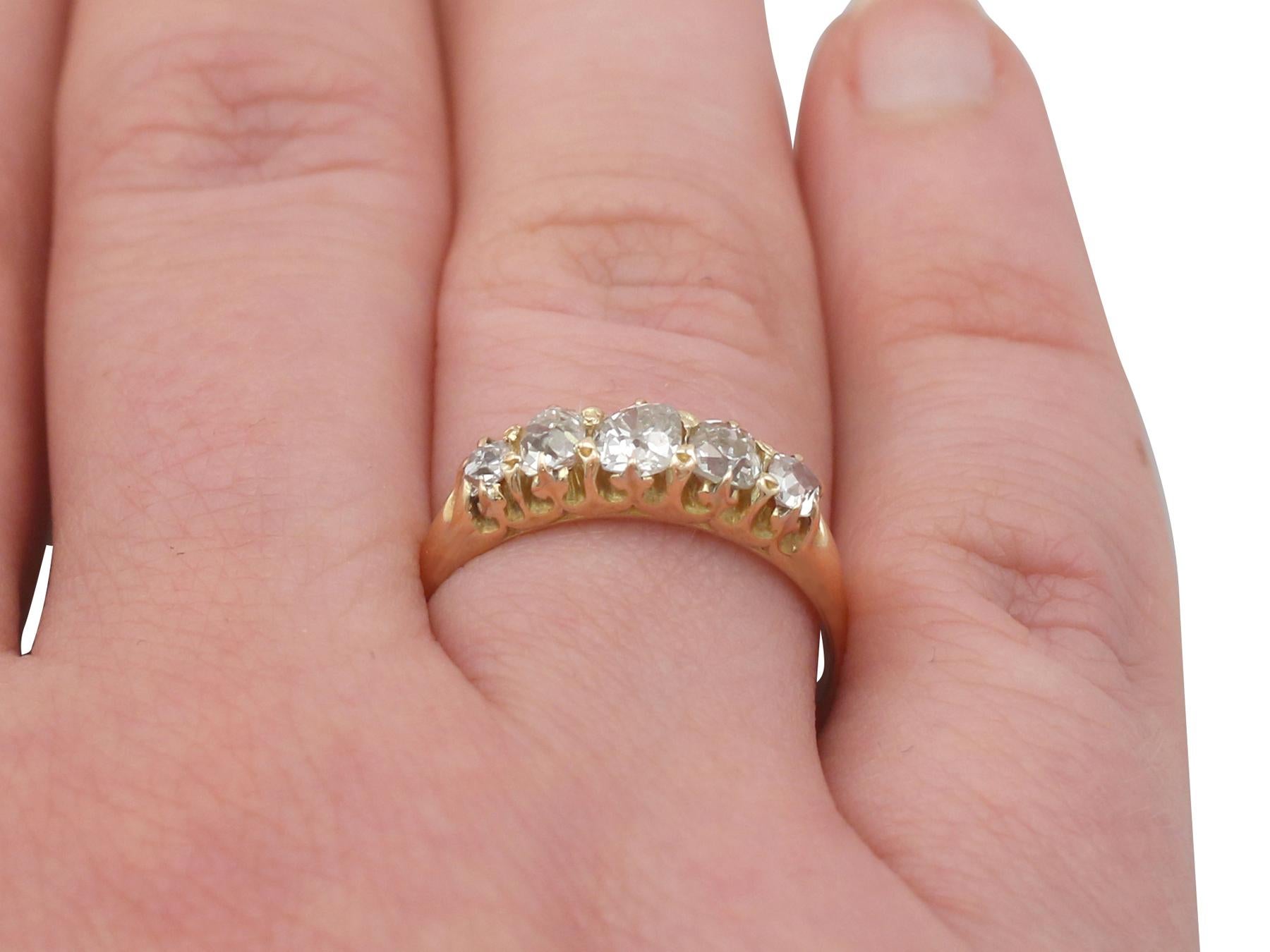 Antique 1900s Diamond and Yellow Gold Five-Stone Ring 3