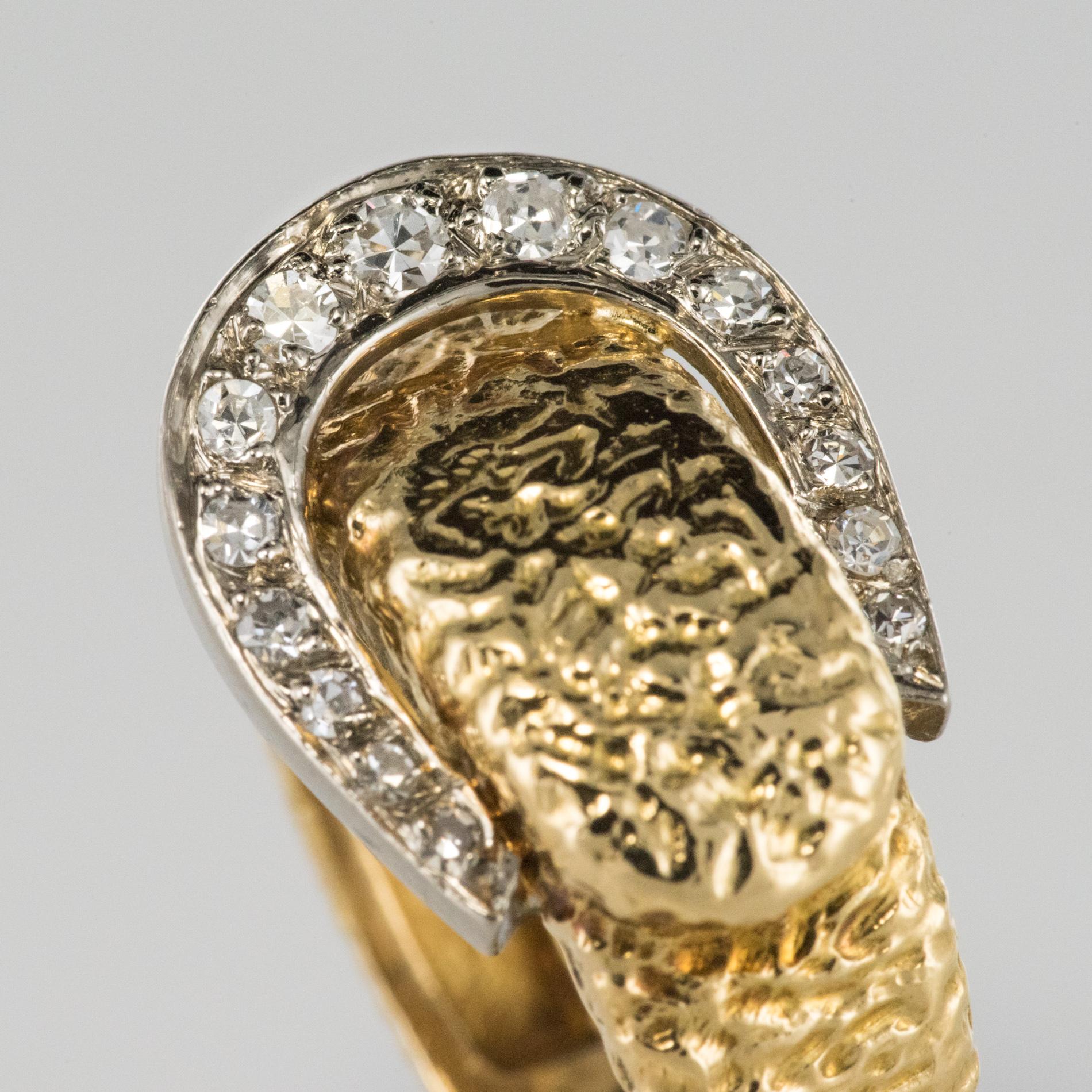 1900s Diamonds 18 Karat Yellow Gold Belt Ring 5