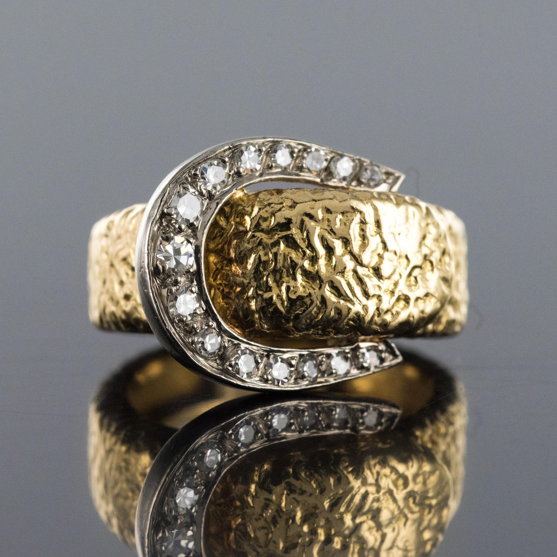 1900s Diamonds 18 Karat Yellow Gold Belt Ring 6