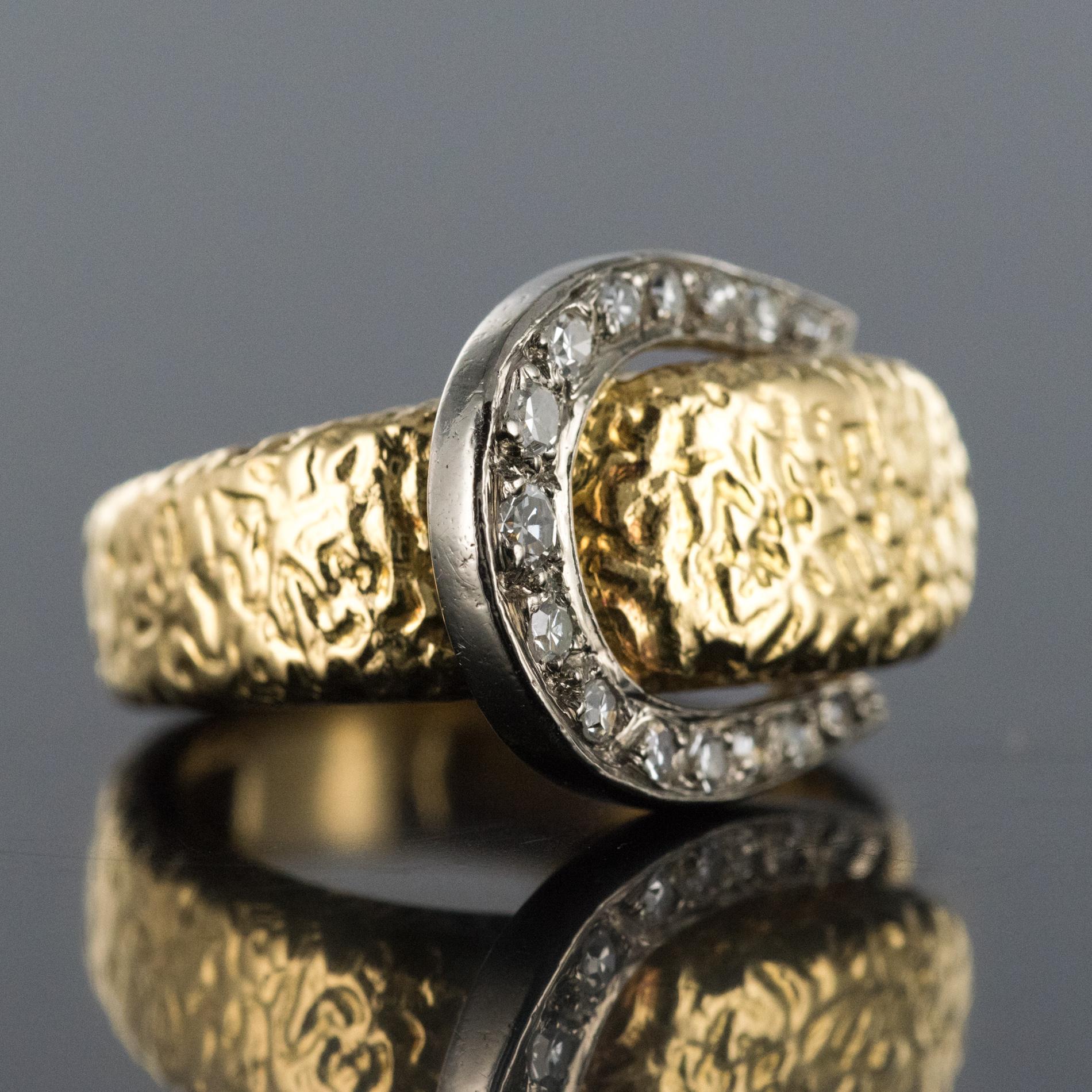 1900s Diamonds 18 Karat Yellow Gold Belt Ring 7