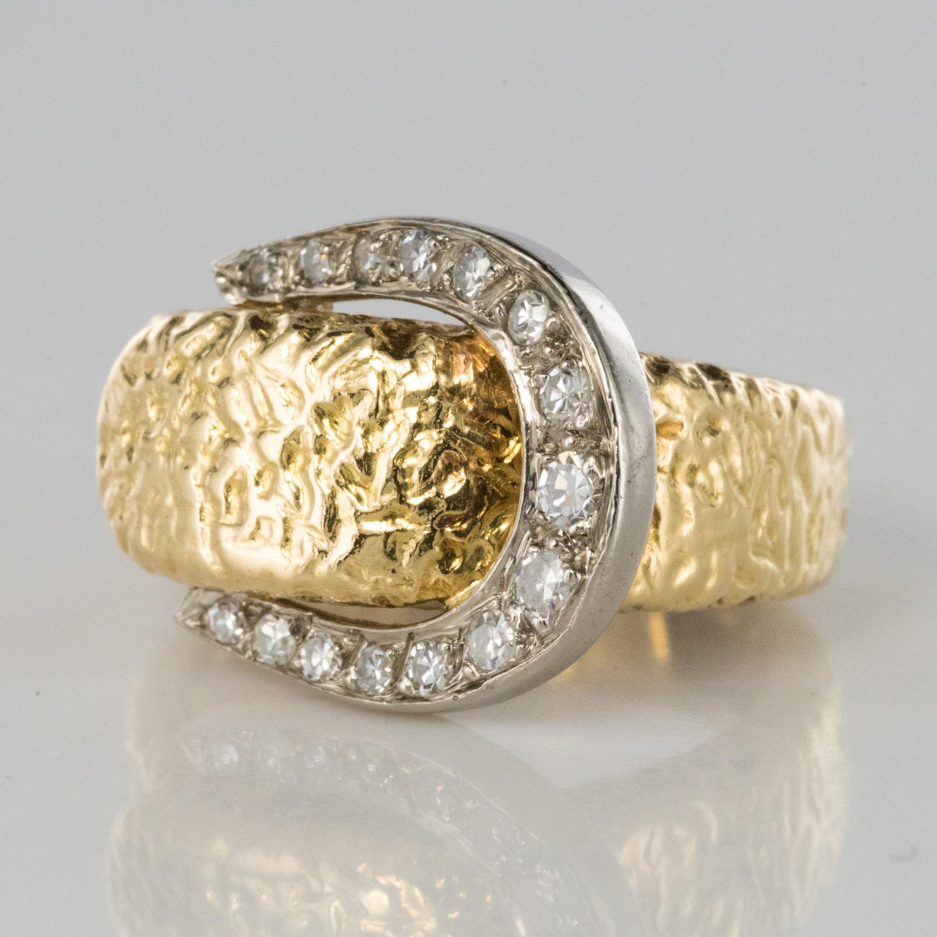 Belle Époque 1900s Diamonds 18 Karat Yellow Gold Belt Ring