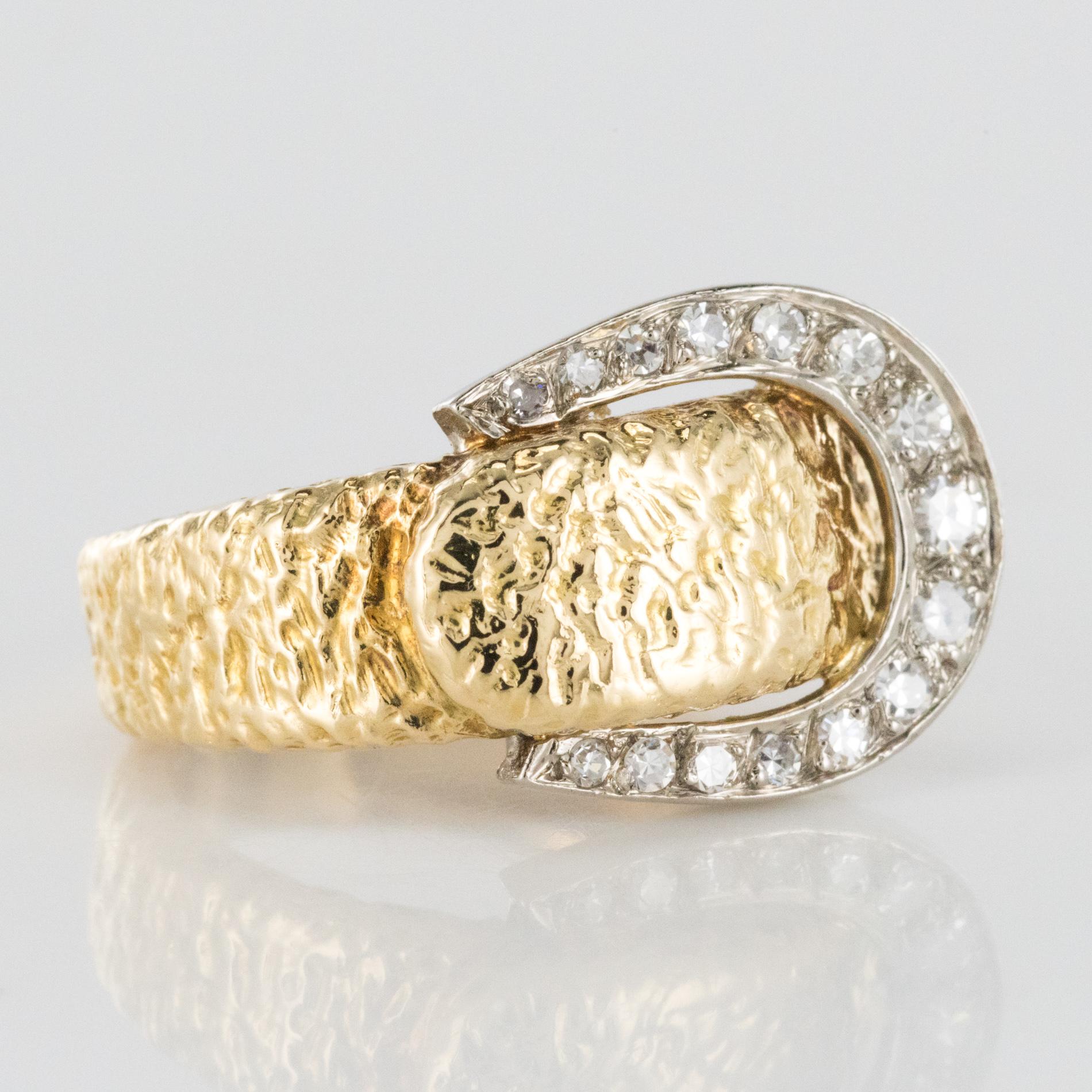 Women's 1900s Diamonds 18 Karat Yellow Gold Belt Ring