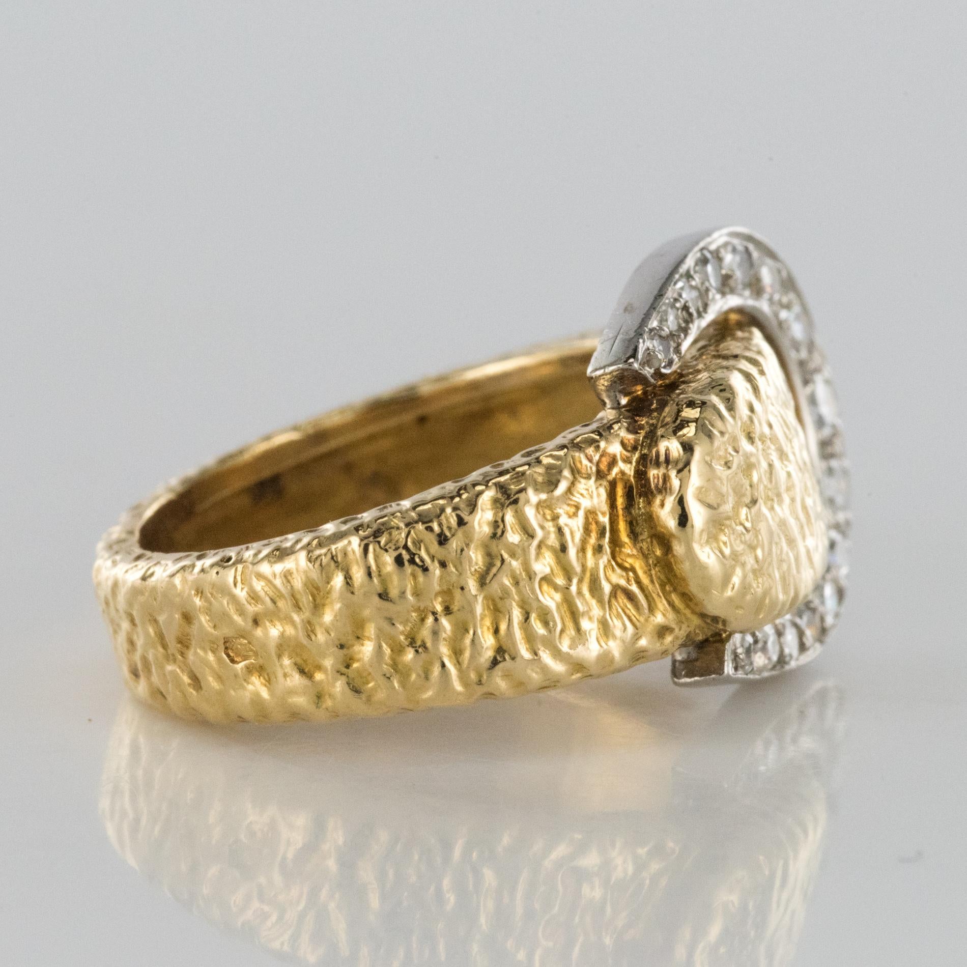 1900s Diamonds 18 Karat Yellow Gold Belt Ring 4