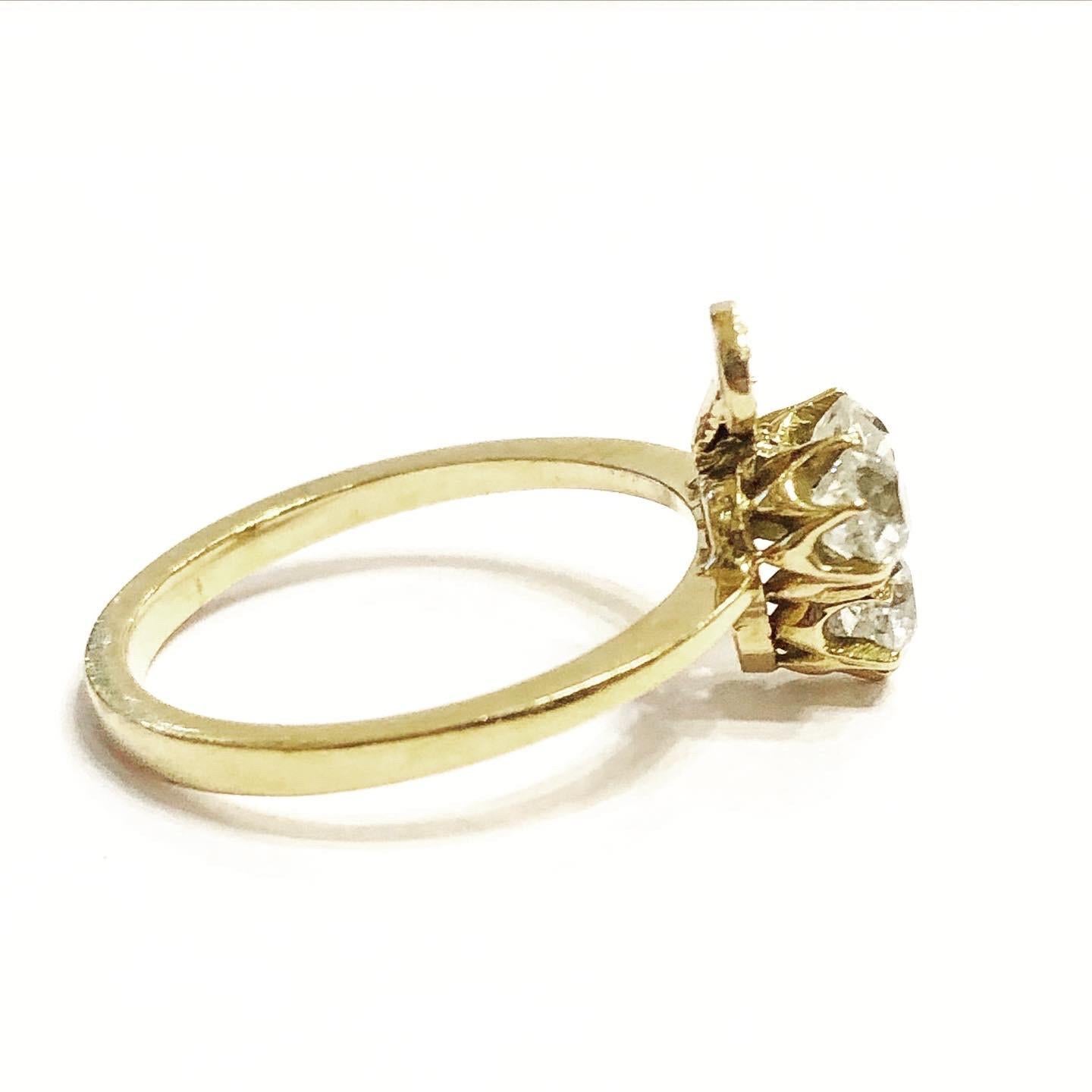 Belle Époque 1930s Diamond 18k Yellow Gold Clover Cocktail Ring For Sale