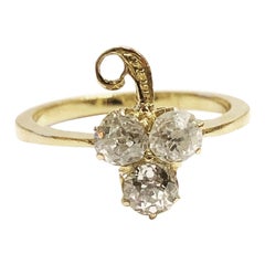 Vintage 1930s Diamond 18k Yellow Gold Clover Cocktail Ring