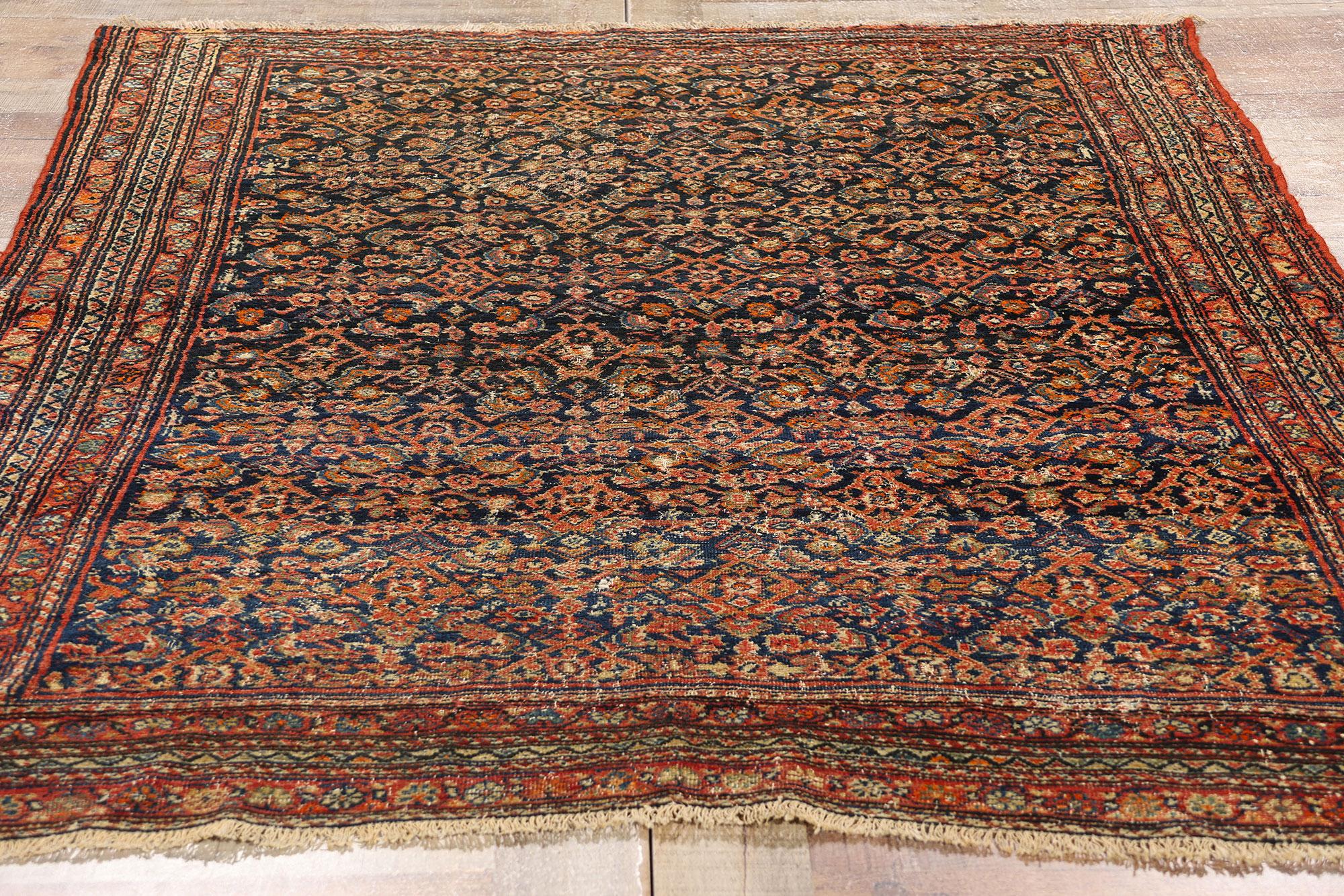 1900's Distressed Antike Persische Mahal Teppich im Angebot 1