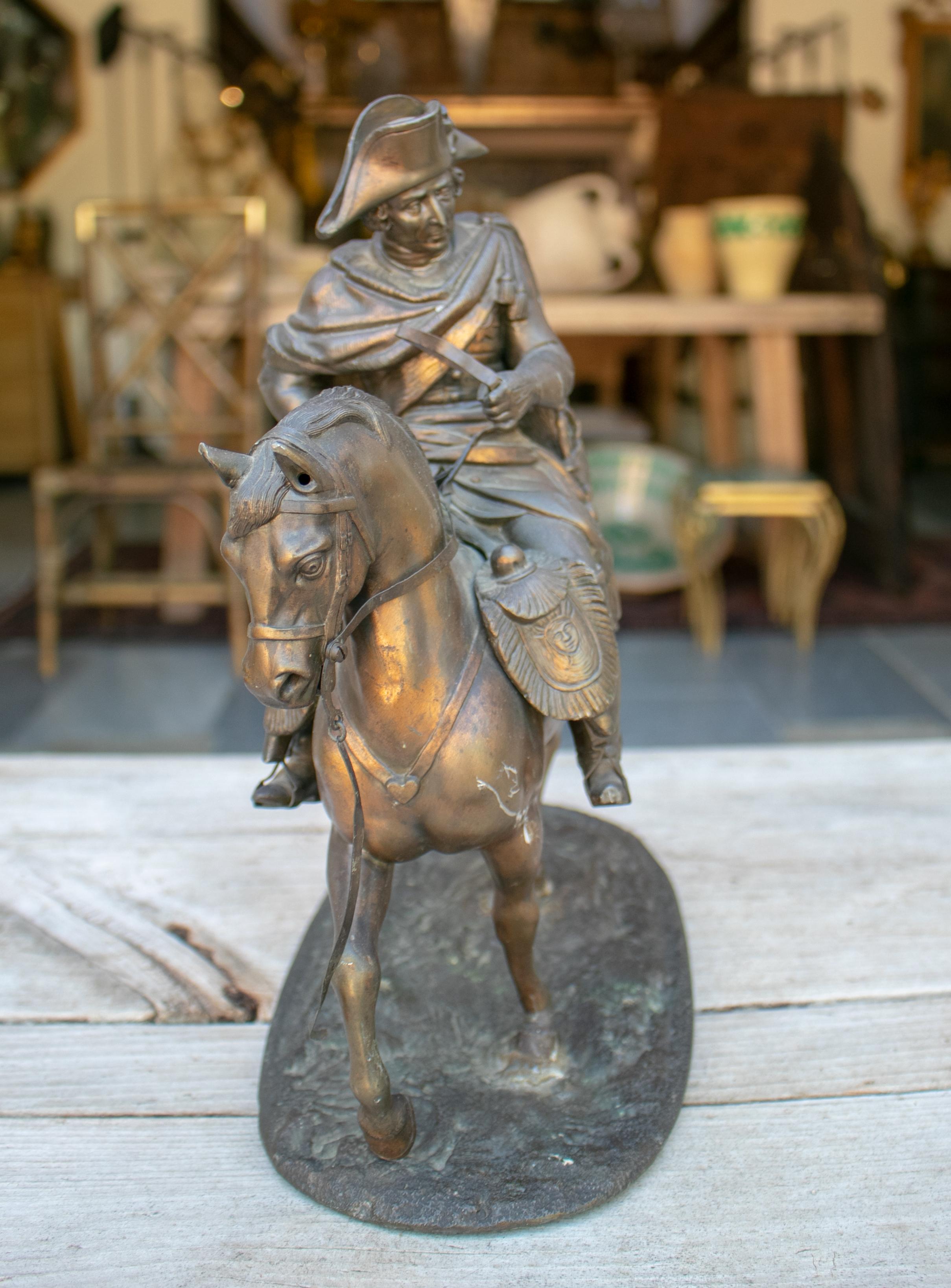 1900s bronze figure sculpture of the Duke of Wellington on his horse Copenhagen.
