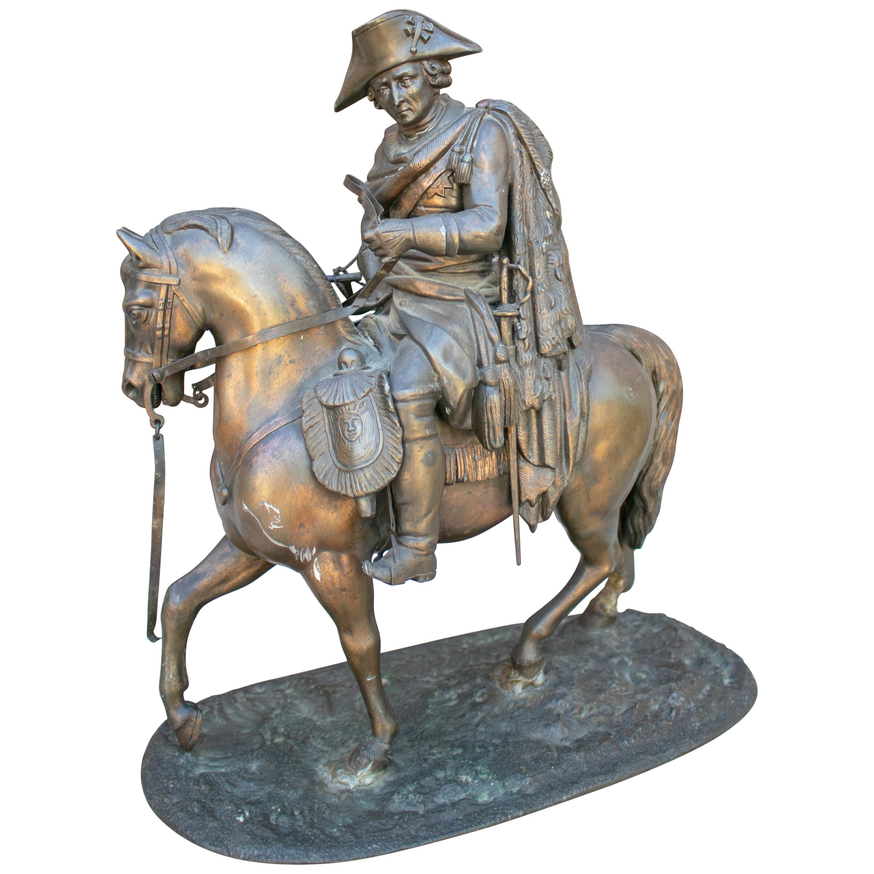 1900s Duke of Wellington on his Horse Copenhagen Bronze Figure Sculpture