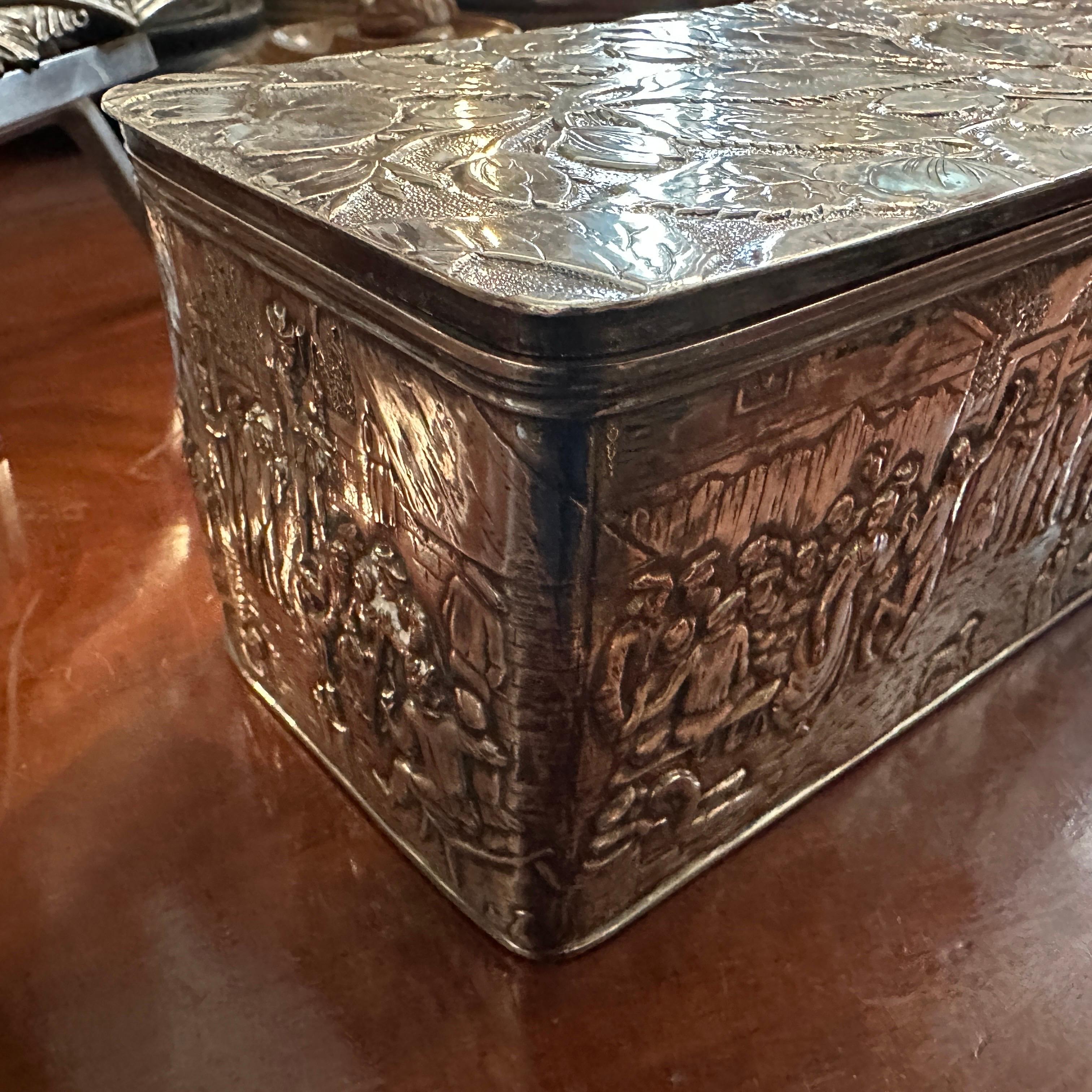 1900s Dutch Colonial Style Copper Silver Plated American Box by Barbour & co. 5