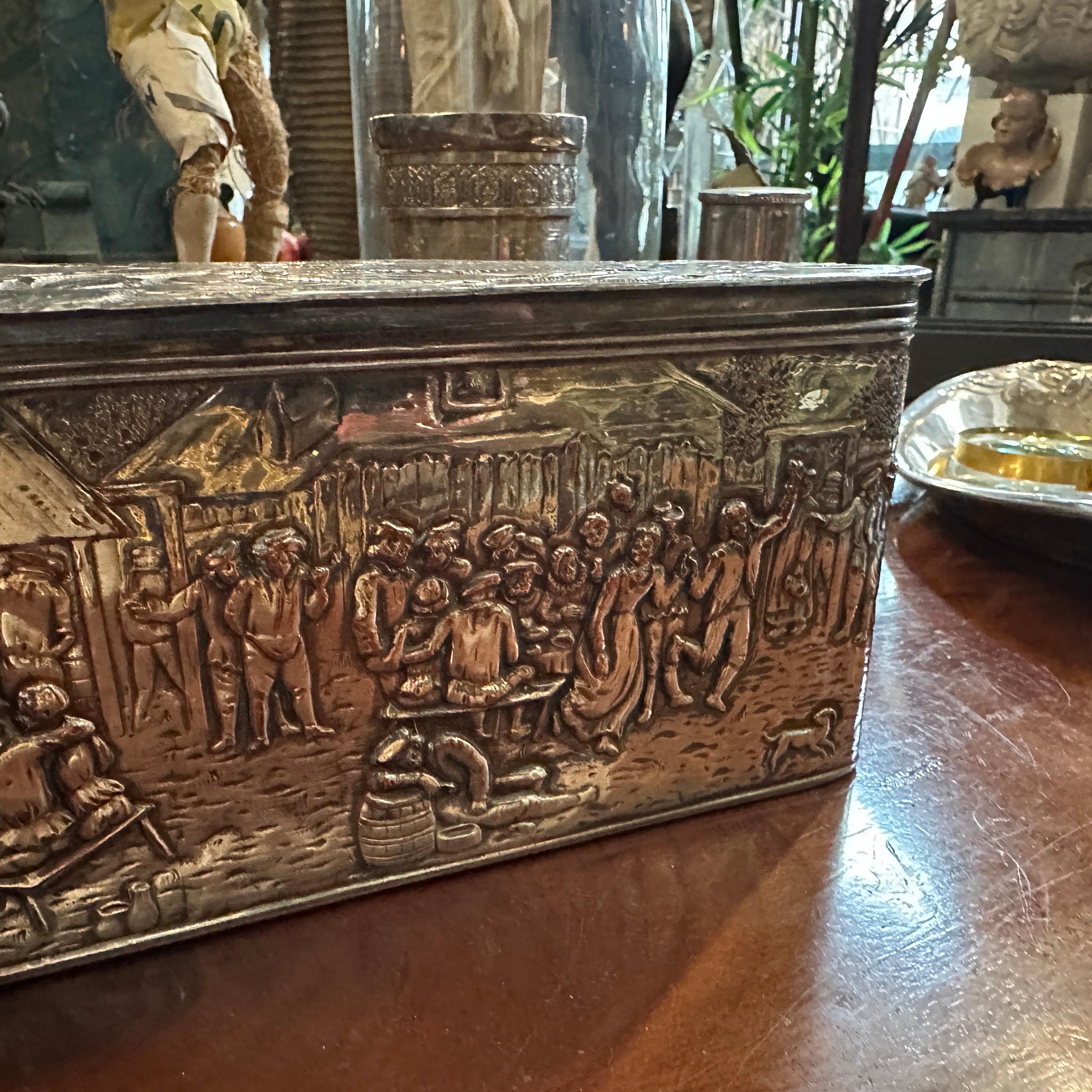 1900s Dutch Colonial Style Copper Silver Plated American Box by Barbour & co. 6