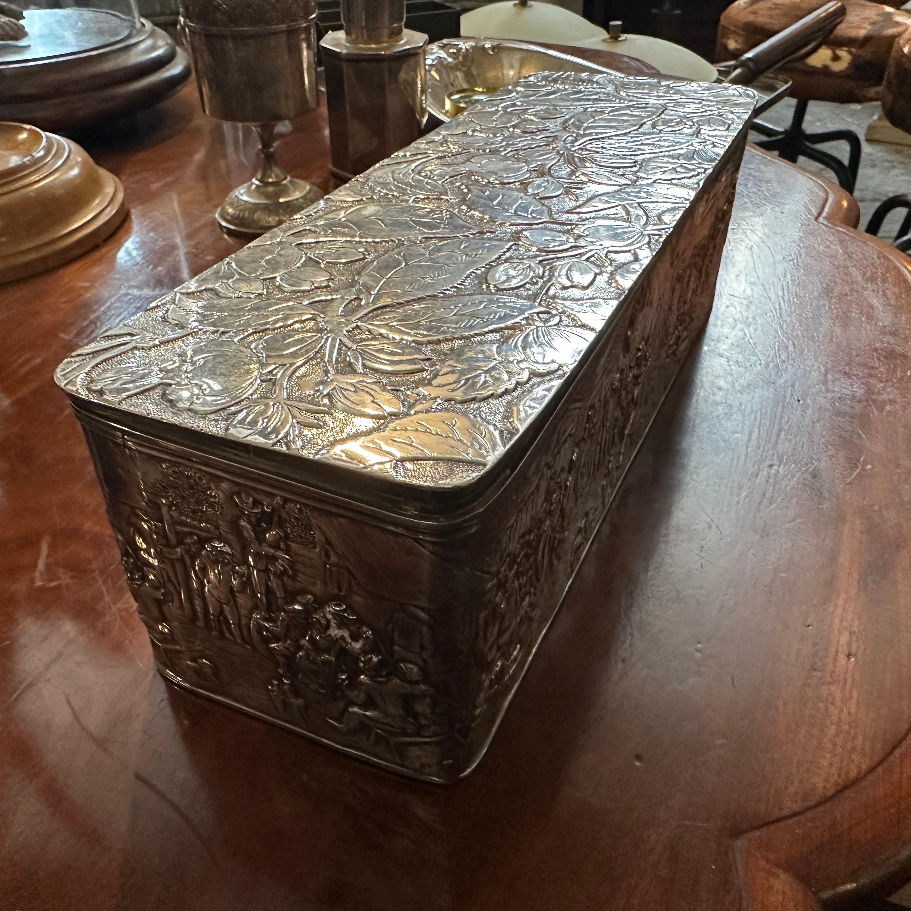 1900s Dutch Colonial Style Copper Silver Plated American Box by Barbour & co. 2