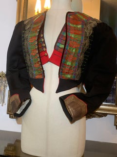 1900s Eastern European Folk Wear Ensemble Delicately Embroidered Jacket & Vest