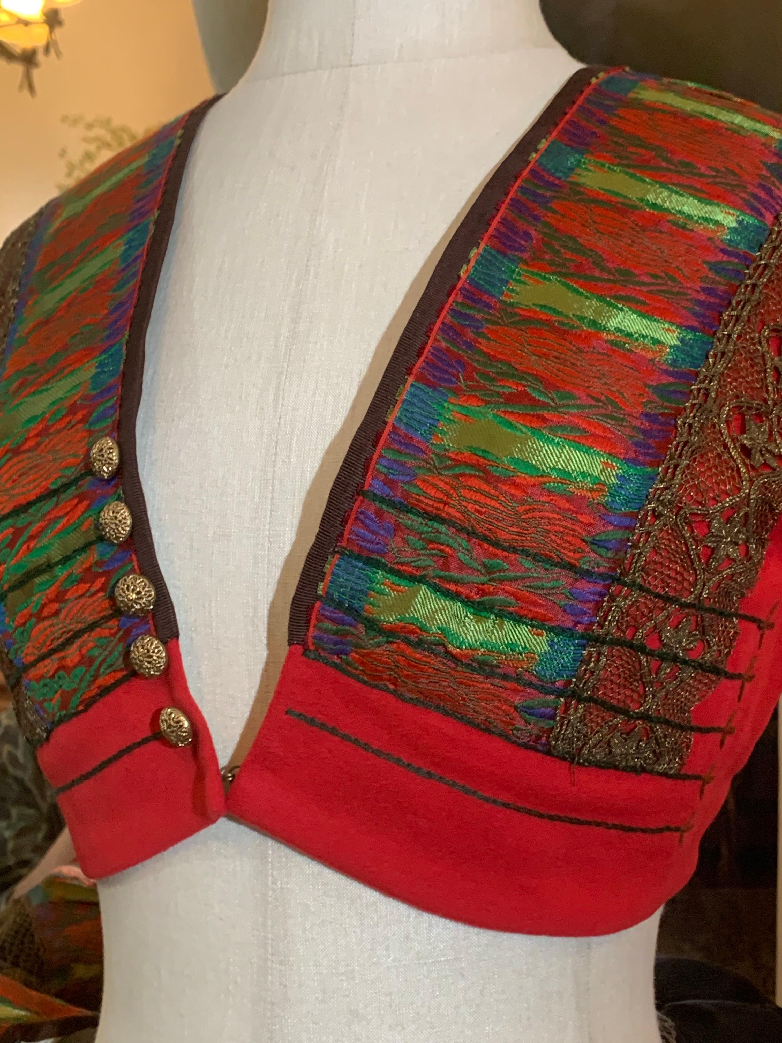 1900s Eastern European Folk Wear Ensemble Delicately Embroidered Jacket & Vest For Sale 1