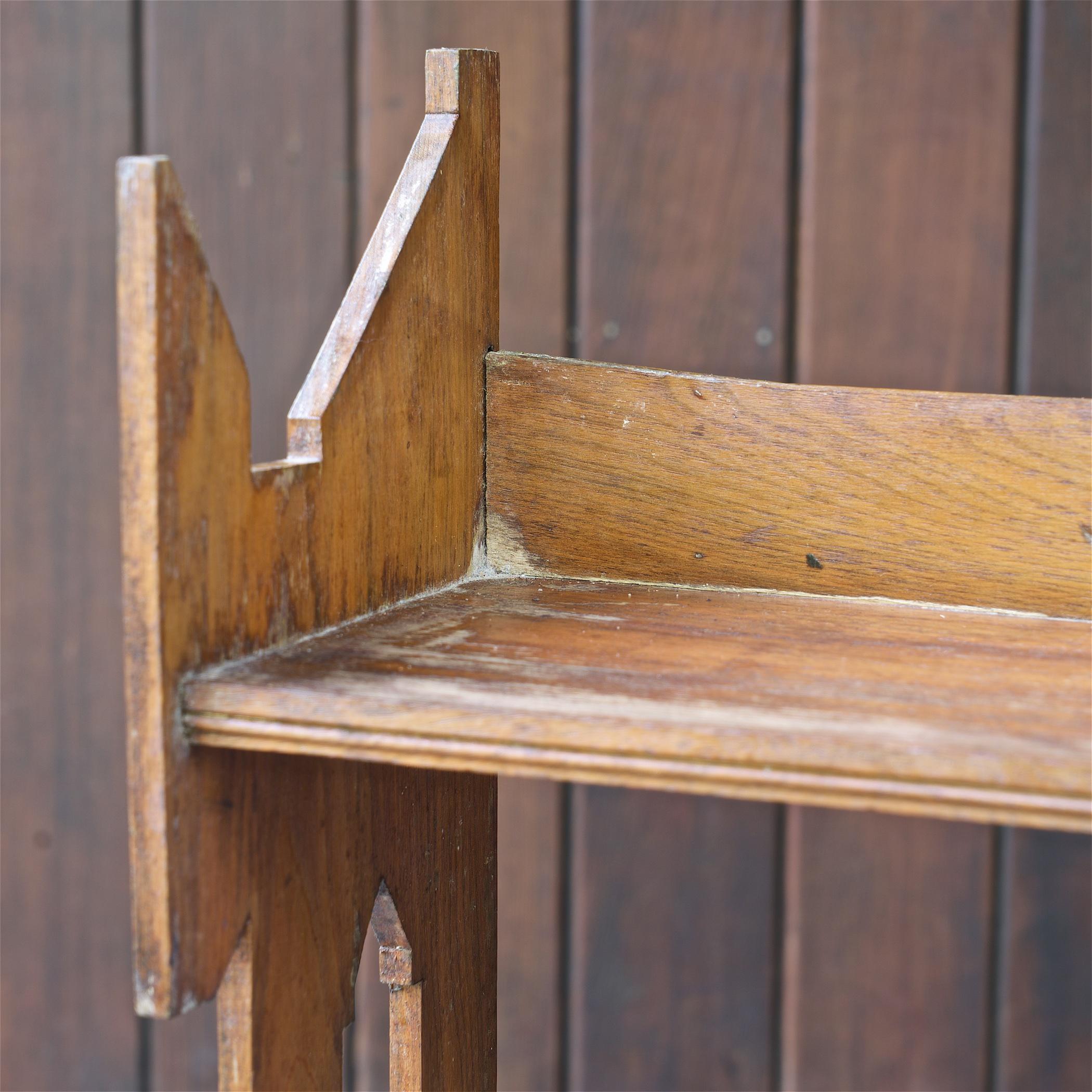 1900s American Craftsman Architecture Carved Tiered Book Shelf Art Craft Display For Sale 2