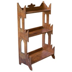 Used 1900s American Craftsman Architecture Carved Tiered Book Shelf Art Craft Display