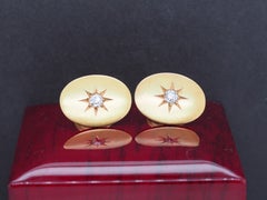 1900s Edwardian 14K Yellow Gold .55cttw Old Mine Diamond Cufflinks