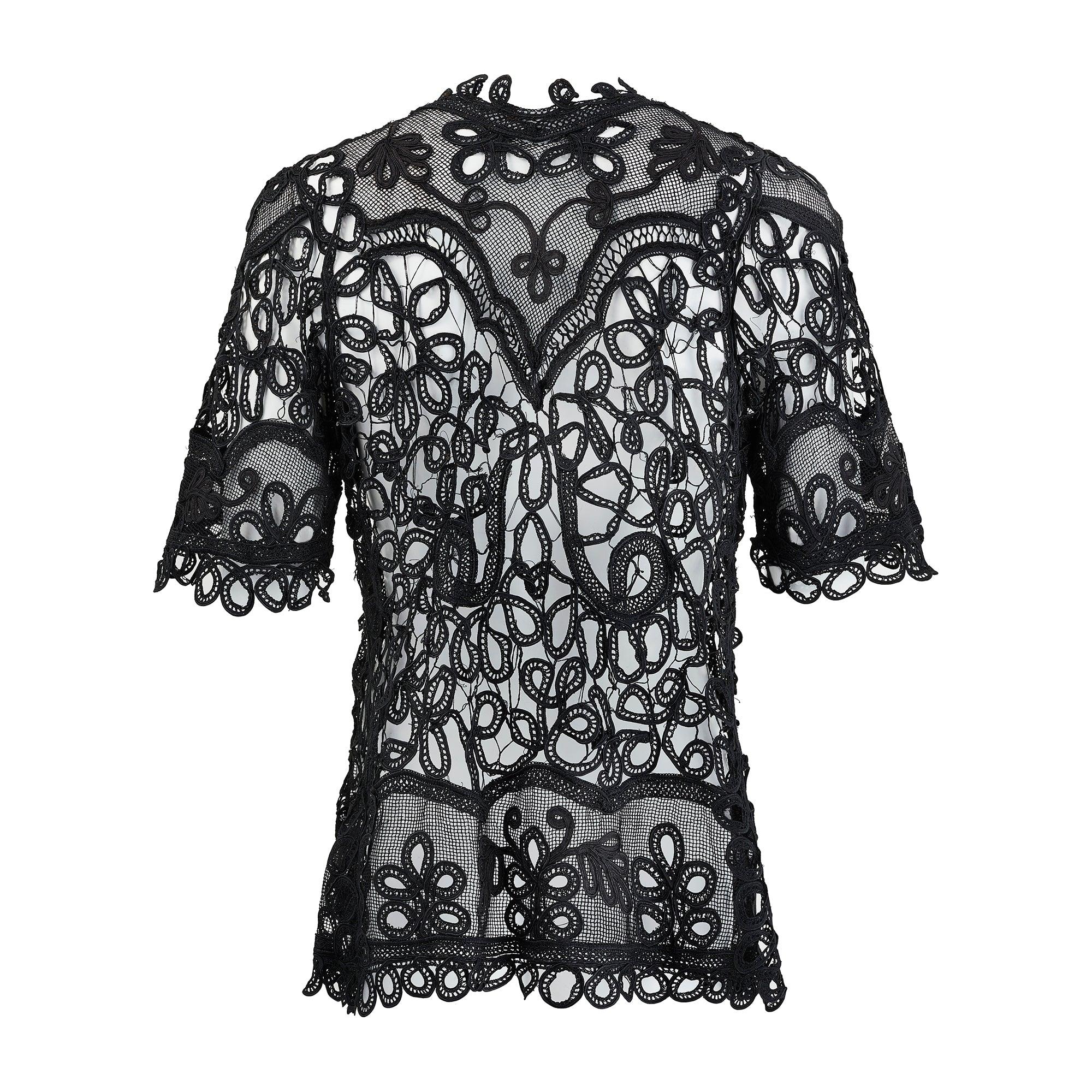 1900s Edwardian Black Tape Lace Open Jacket In Excellent Condition For Sale In London, GB
