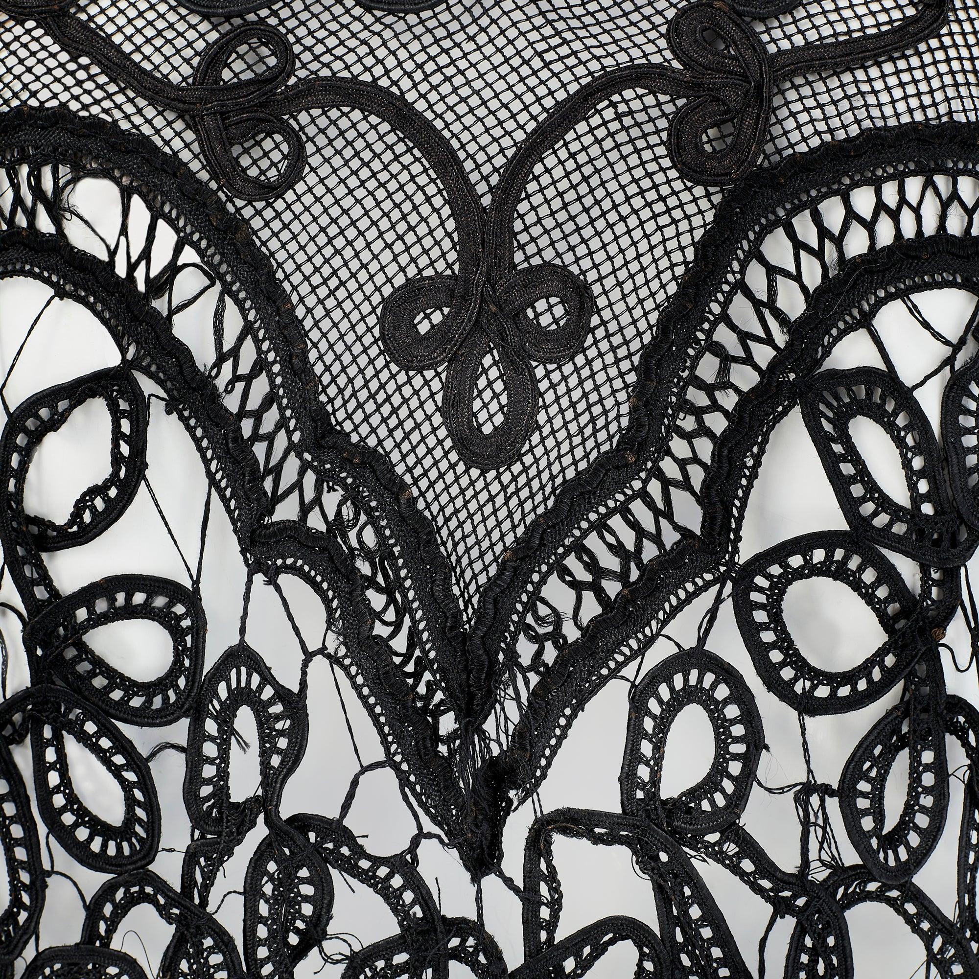Women's 1900s Edwardian Black Tape Lace Open Jacket For Sale