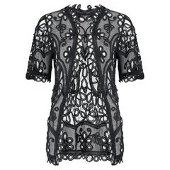 1900s Edwardian Black Tape Lace Open Jacket
