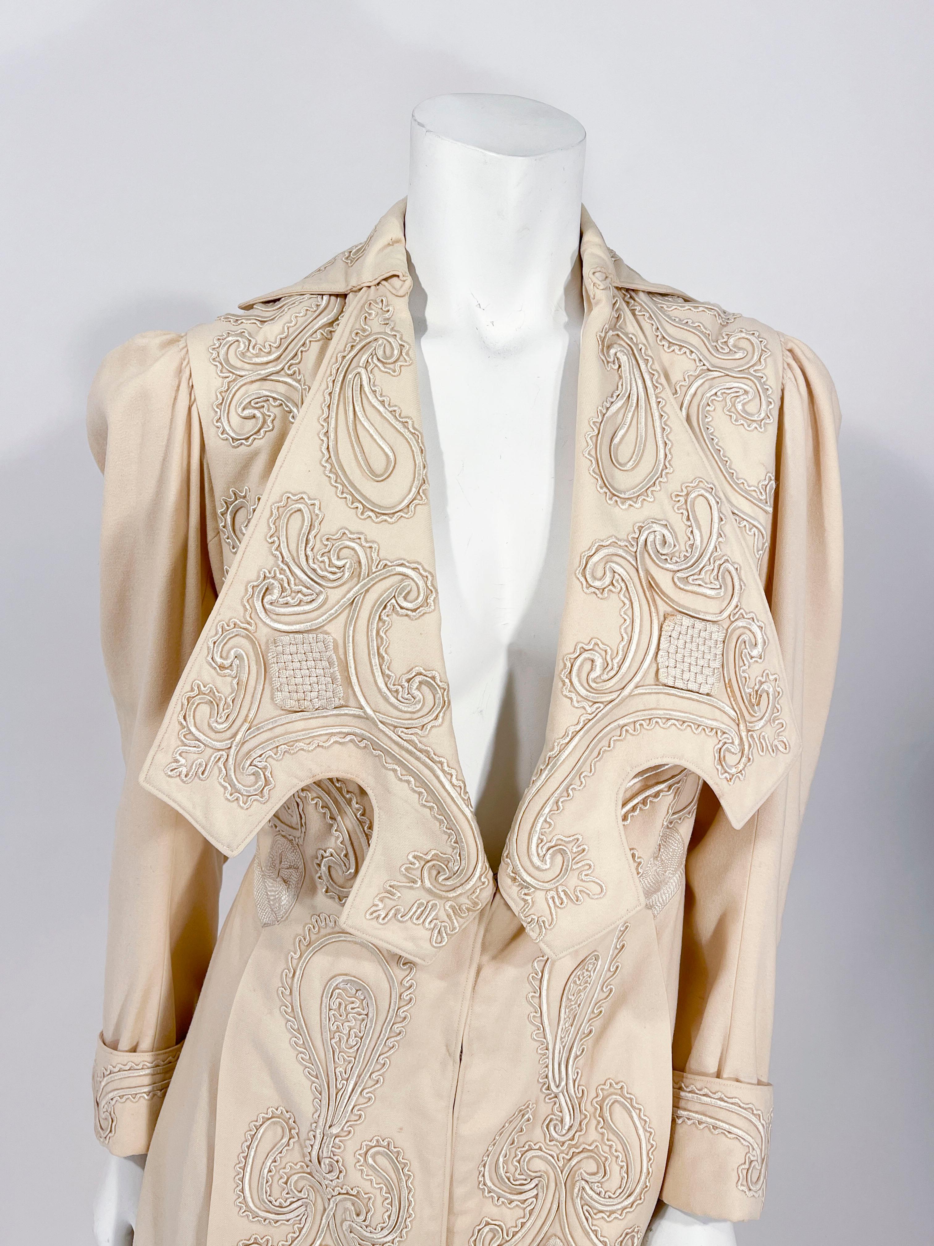 Beige Coates in lana crema edoardiano del 1900 in vendita