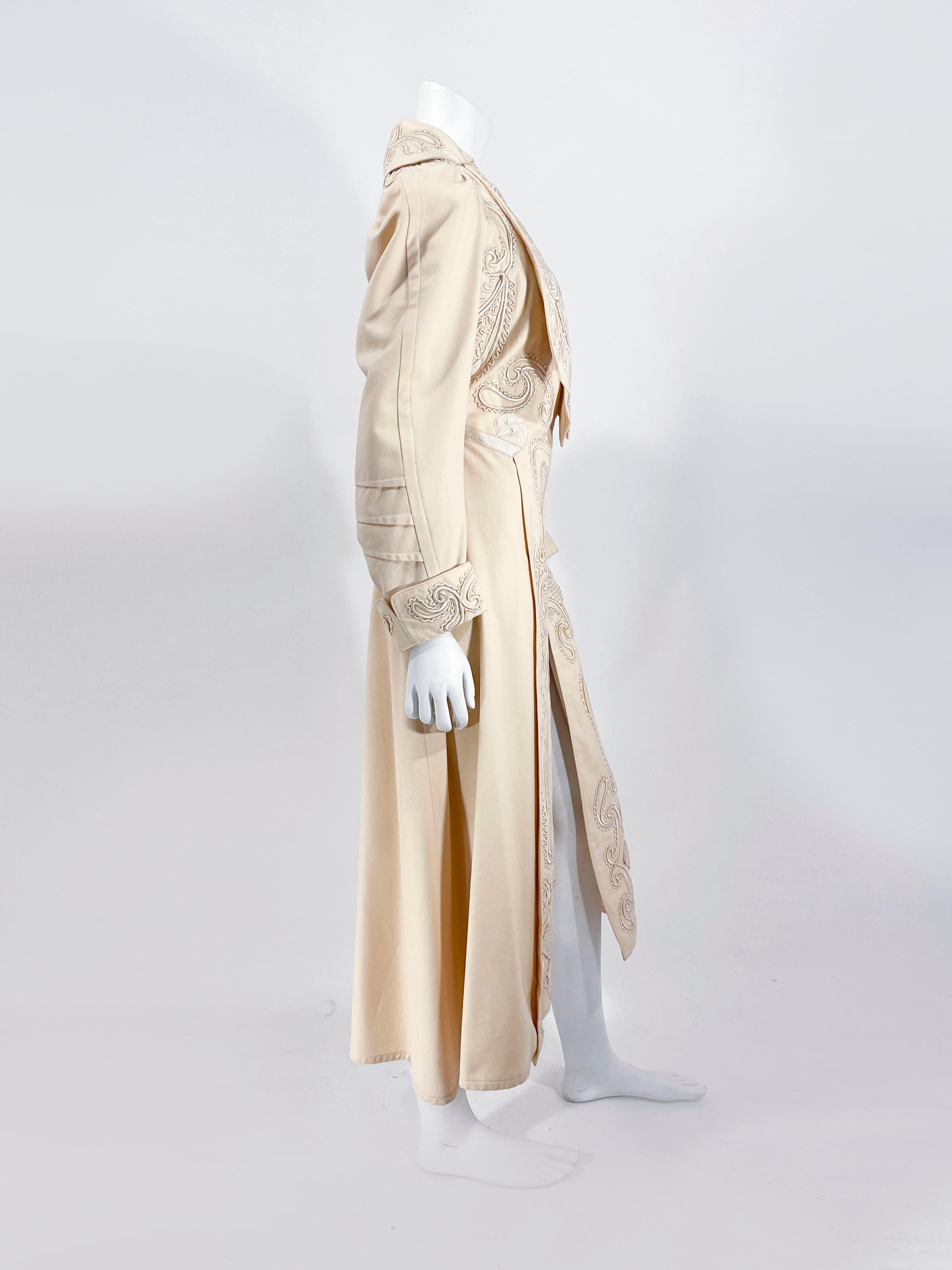 1900s Edwardian Cream Wool Coat For Sale 2