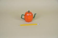 1900s Edwardian Porcelain Pumpkin Shaped Teapot Made in England