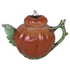 1900s Edwardian Porcelain Pumpkin Shaped Teapot Made in England