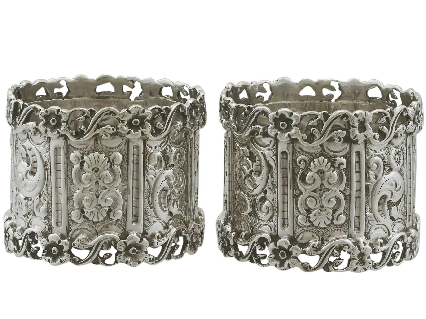 English 1900s Edwardian Sterling Silver Napkin Rings