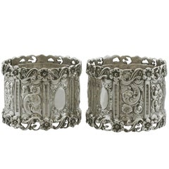 Antique 1900s Edwardian Sterling Silver Napkin Rings