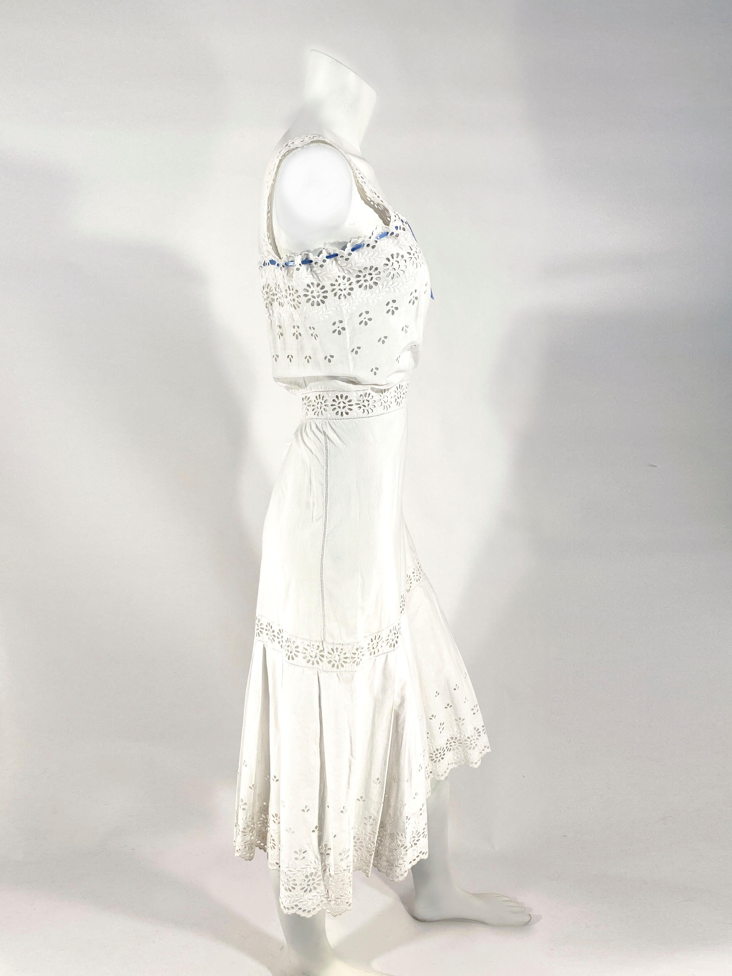 Gray 1900s Edwardian White Cotton Petticoat/Dress