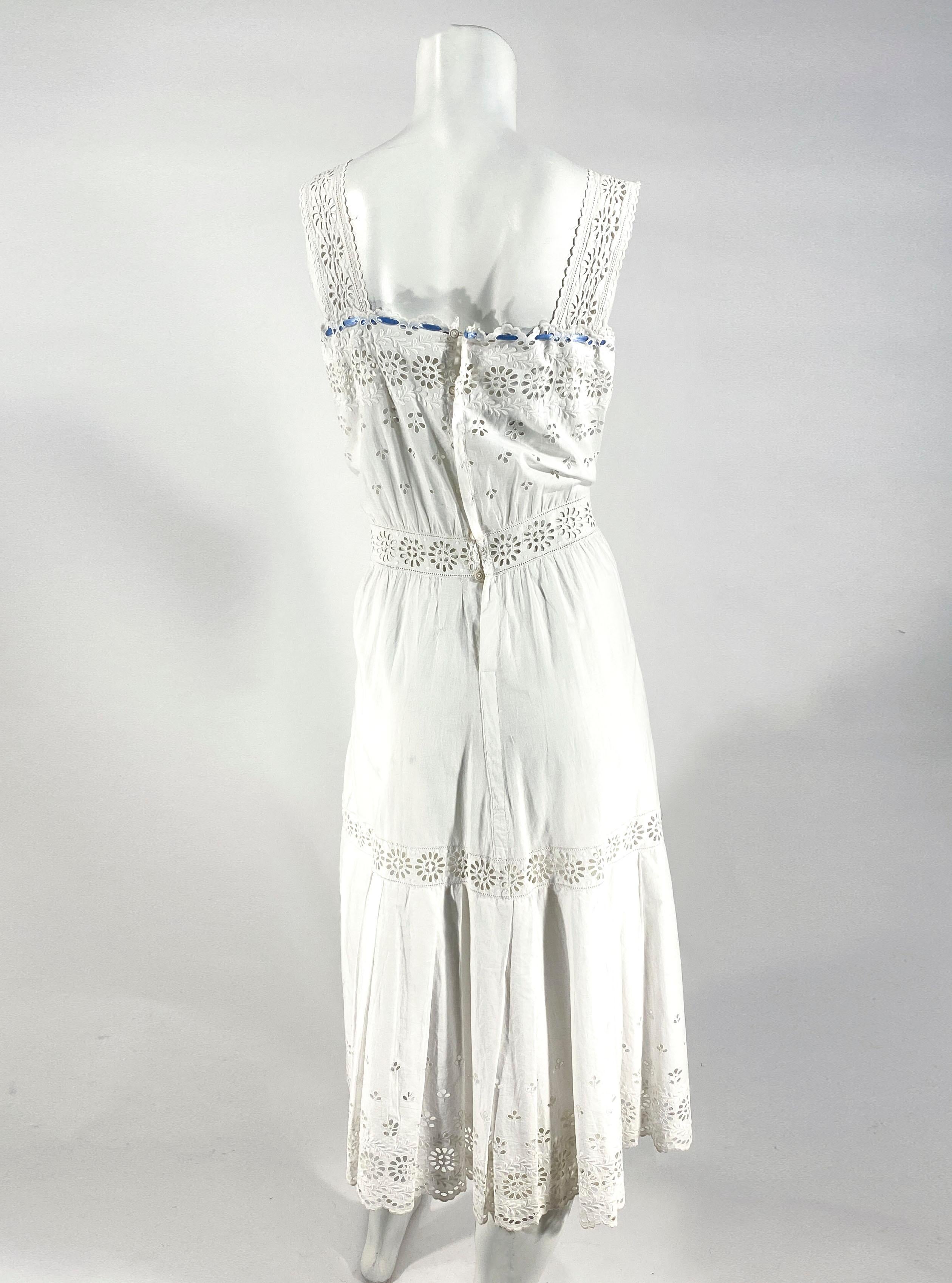 1900s Edwardian White Cotton Petticoat/Dress In Good Condition In San Francisco, CA