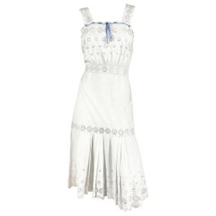 Antique 1900s Edwardian White Cotton Petticoat/Dress