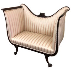 1900s Empire Ivory and Pink Silk Upholstered Settee